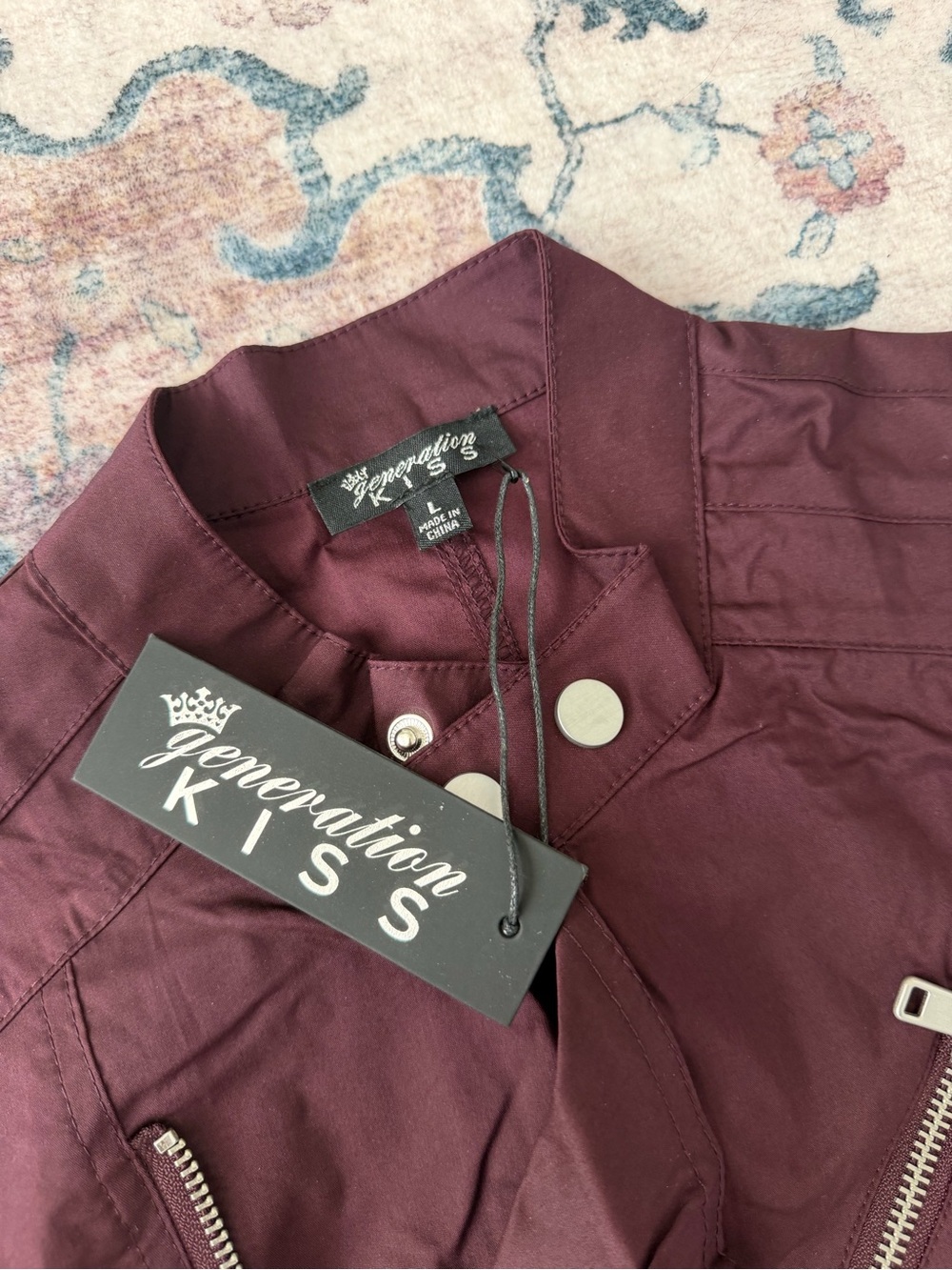 Generation Kiss Burgundy Sleeveless Moto Dress with Silver Hardware - Picture 2 of 3